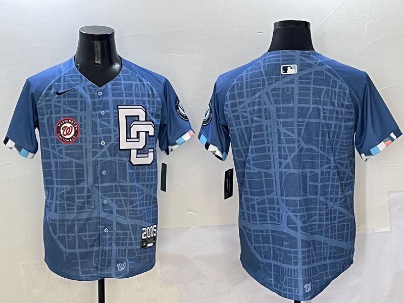Men Washington Nationals Blank Blue Joint Name Nike 2025 MLB Jersey style 4